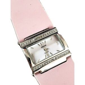 OVERLOAD Ladies Light Pastel Pink Crystal Bling Y2K Mother of Pearl Quartz Watch